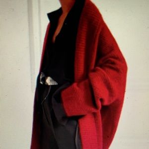 $1295 Haider Ackermann Red Cardigan Sweater Small